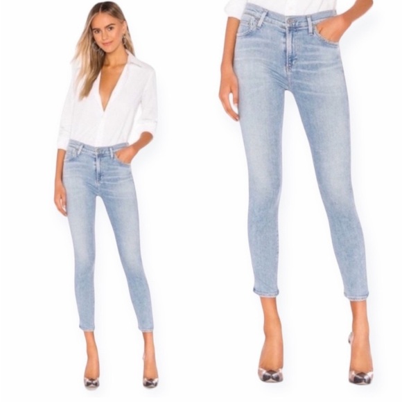 Citizens of Humanity Rocket Crop Mid-Rise Skinny Jeans - Light Wash - Size 27 - Picture 1 of 15